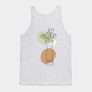 Flower Bouquet Shape Minimalist Line Art Drawing Tank Top